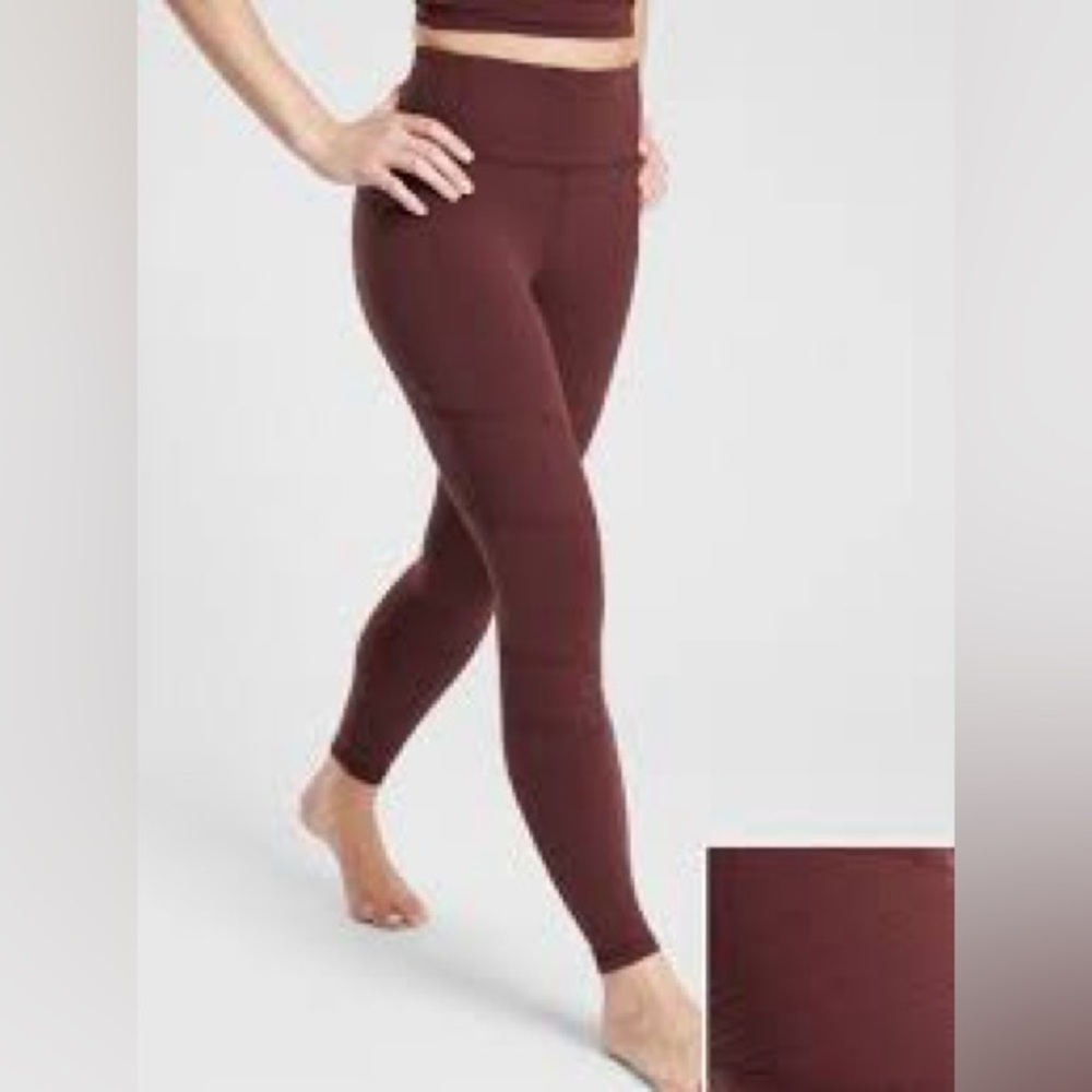 Athleta Purple Mesh Trim High Rise Athletic Workout Leggings Size M